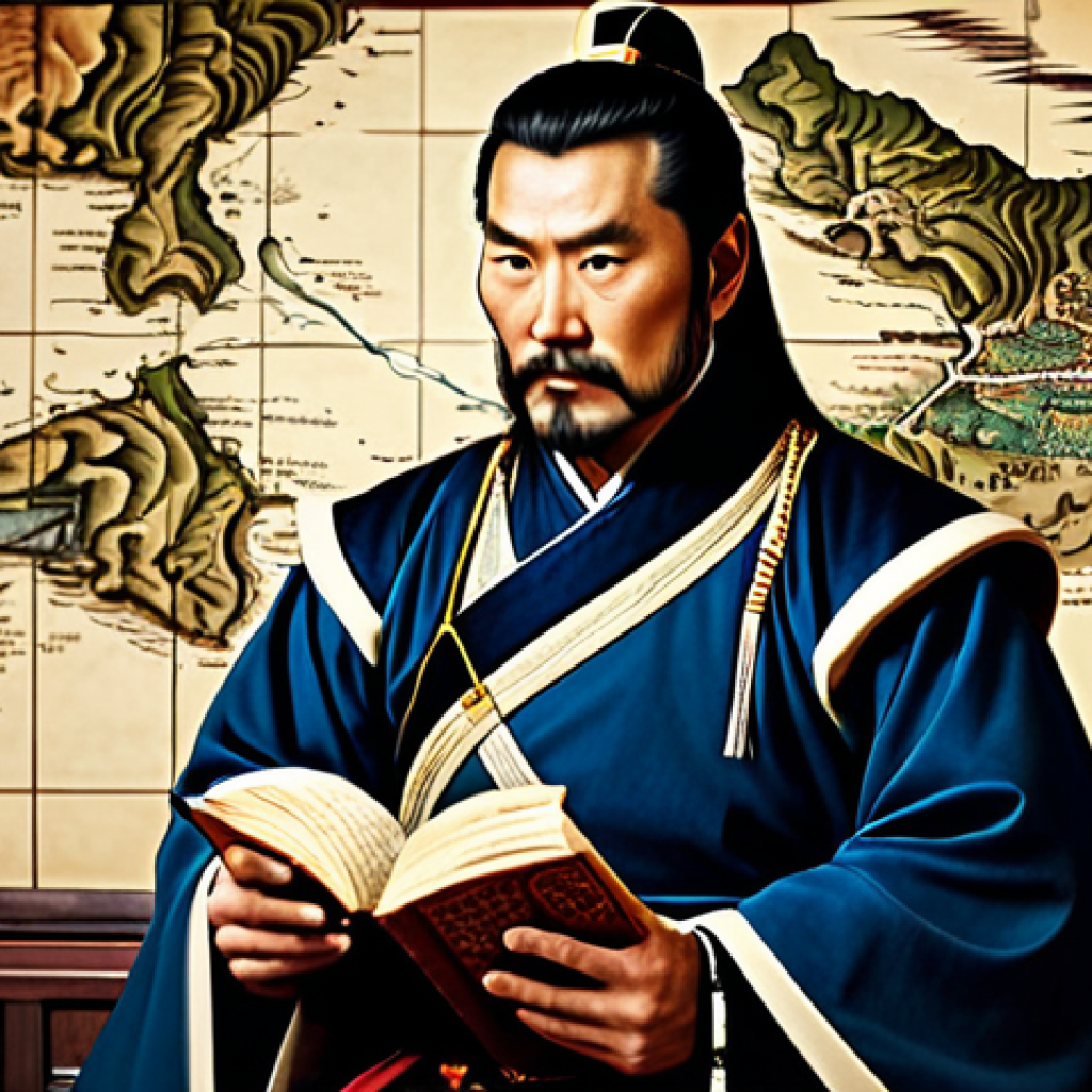 Cao Cao Planning Strategy**
"A highly detailed portrait of Cao Cao, a shrewd military strategist in ancient China, depicted in a study filled with scrolls and maps. He's wearing elaborate, historically accurate Hanfu clothing, fully clothed. Intricate details in the room show a scholarly atmosphere. Dramatic lighting emphasizes his intense gaze. Perfect anatomy, correct proportions, natural pose, well-formed hands, proper finger count. Safe for work, appropriate content, professional, modest, family-friendly, high quality."
**
