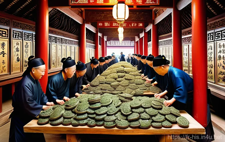 명나라의 대외 무역 정책 - **Prompt 2: Zheng He's Grand Diplomatic Mission**
    "An awe-inspiring, epic scene showcasing Admir...